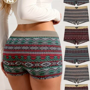 6Pcs Women Underwear with Retro Bohemian Style Breathable Comfortable Women's Boxer Shorts To Prevent Revealing Underpants
