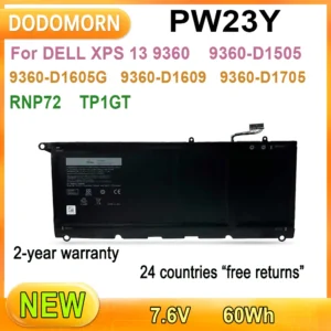 New PW23Y Laptop Battery For Dell XPS 13 9360-D1505/D1505G/D1605G/D1605T/D1609/D1609G/D1705/D1705G/D1805T/D1805TG RNP72 TP1GT