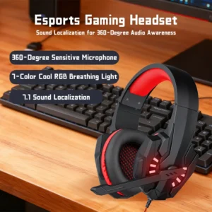 A7 Bass Gaming Headset with Mic Over-Ear Headphones Stereo Sound Gamer Video Game Noise Cancelling for PC Gaming Headset Esports