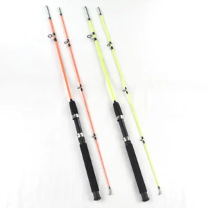 Solid Rod, 2-Section Telescopic Rod, Lure Rod, Sea Rod, Anchor Rod, Solid Fiberglass Fishing Rod, Orange, Yellow, Suitable for Saltwater Offshore Boat Fishing