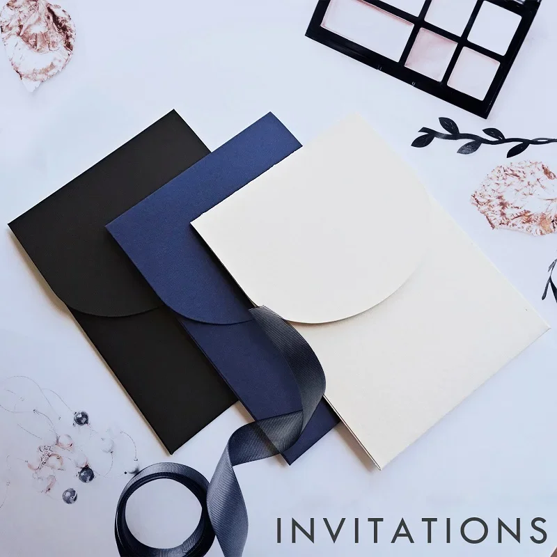 30pcs/lot A6 Envelope High-grade 300g Paper Postcards 18x13cm Black/White/Blue Envelopes for Wedding Invitations Gift Packaging