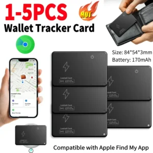 Wireless Charging Wallet Tracker Card Waterproof Work with Apple Find My App Thin GPS Item Finder for Luggage Tag Purse Passport
