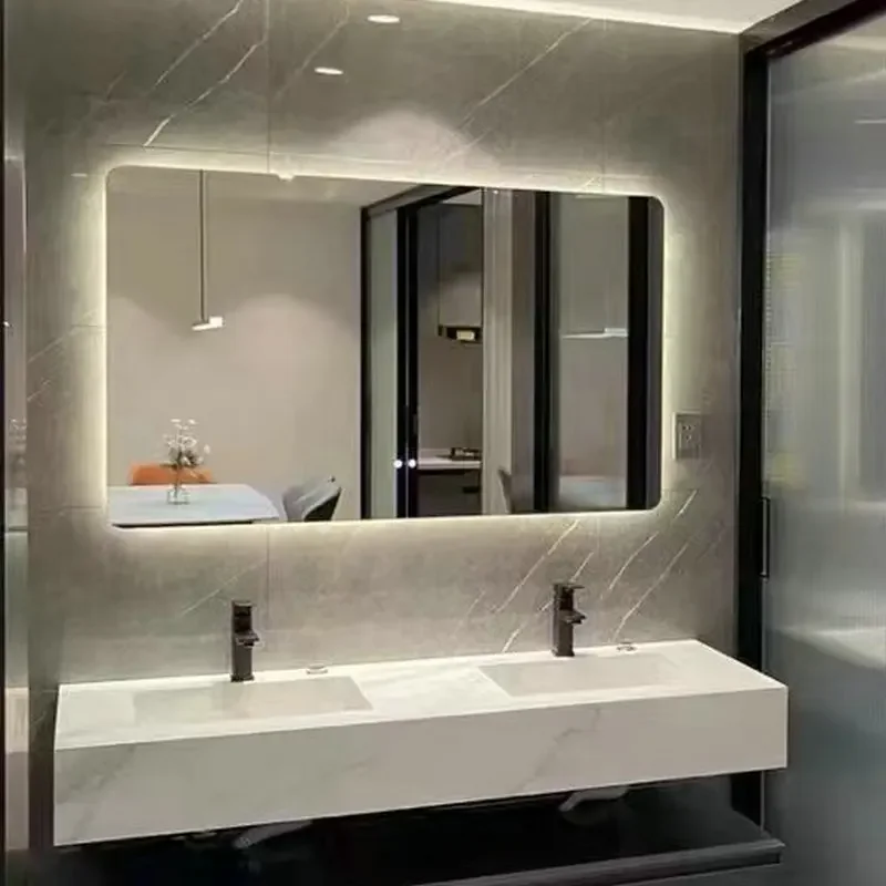 Multifunctional Square Smart Mirror Bathroom Defogging Bathroom Mirror Wall-mounted Cosmetic Mirror with Lamp Smart Mirror