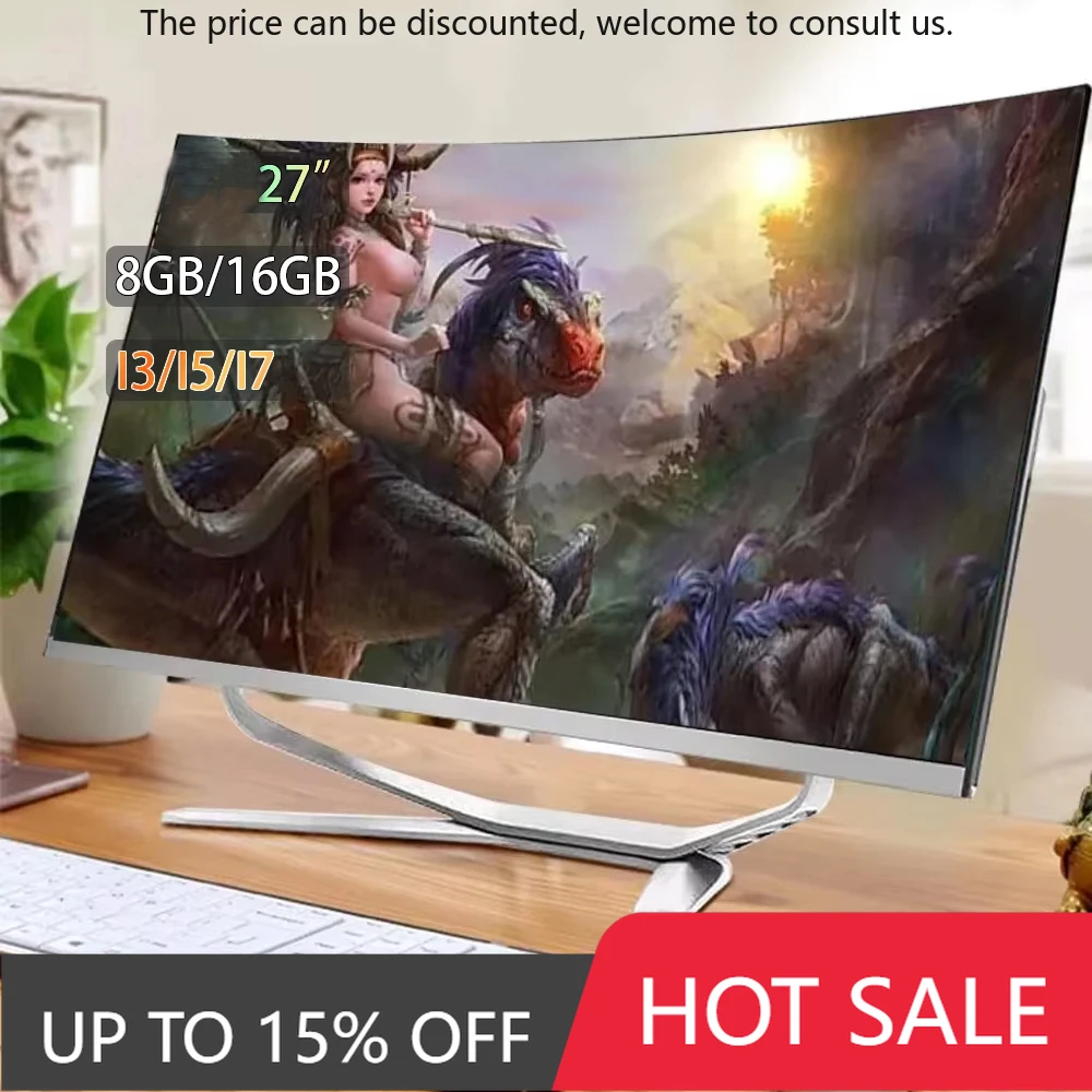 27 Inch Desktop Computer All In One Curve Core I3 I5 I7 RAM 16G 32G 64G Storage 256G 512G