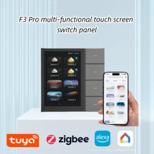 The F3Pro Tuya Smart ZigBee wall switch, which can display weather and time, is a scene switch for curtains and lights.