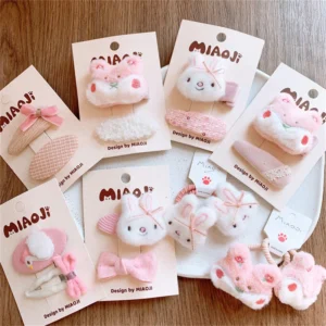 Cute Cartoon Plush Rabbit Princess Hairpins Children Girls Hair Clips Barrettes Accessories Hairclip Headwear Headdress Ornament