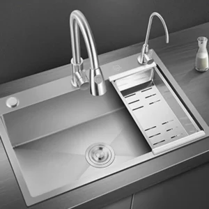 Silver Single Basins 304 Stainless Steel Kitchen Durable Sinks Washing Basin Above Counter or Undermount Installation Bar Sink
