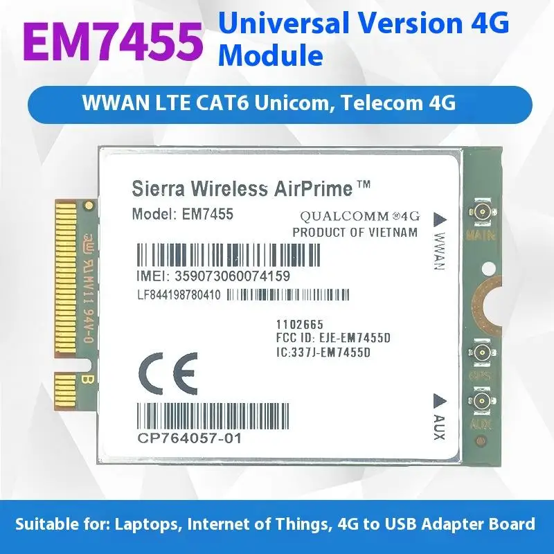 1Set Metal 4G CARD 300Mbps WWAN Wireless EM7455 1103582 FDD/TDD LTE Cat6 NGFF M.2 4G MODULE For Laptop And 4G Router