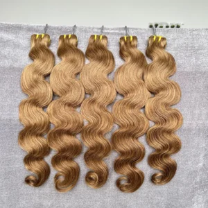 #8 Light Brown Colored Human Hair Body Wave Natural Remy Human Hair Bundles 16 To 28 Inches Sold By 1/3/4 Hair Extension
