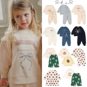 2025 KS Winter Baby Boys Fleece Sweatshirts Pullovers Pants Sets Kids Cotton Clothes Girls Cartoon Sweatshirts Hoodies Trousers