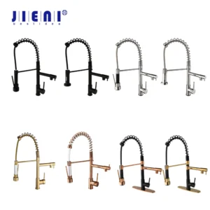 JIENI 360 Swivel Kitchen Faucet Dual Spout Pull Down Sink Faucets Stainless Steel Single Handle Hot Cold Water Mixer Taps