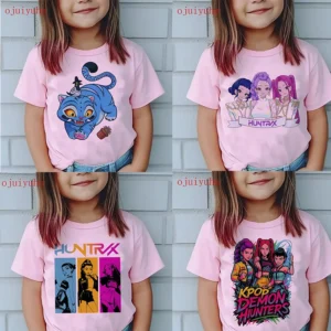 2025 Hot Sale Movie Fans Tshirt Children Kids T-shirt KPop Demon Hunters KPop Demon Hunters Clothes Boys Girls Tee Top Unisex