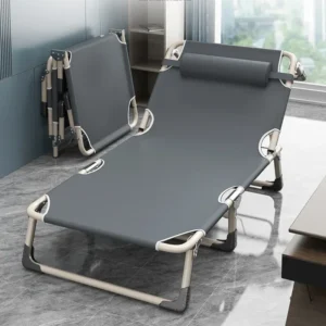 Multifunctional Steel Pipe Folding Lounger, Home Simple Single Ultralight Night Bed, Office Nap Camp Bed, Camping Tourist Bed