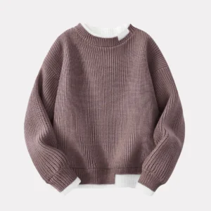 Boys Knitted Sweater Children Fashion Loose Jumper Kids Fashion Casual Autumn False Two-Piece Jumper Winter Casual Clothes