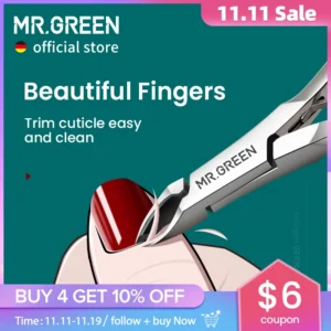 MR.GREEN Cuticle Nippers Nail Manicure Cuticle Scissors Clippers Trimmer Dead Skin Remover Pedicure Stainless Steel Cutters Tool