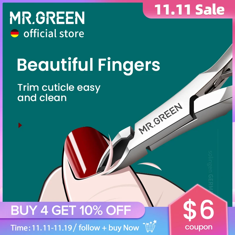 MR.GREEN Cuticle Nippers Nail Manicure Cuticle Scissors Clippers Trimmer Dead Skin Remover Pedicure Stainless Steel Cutters Tool