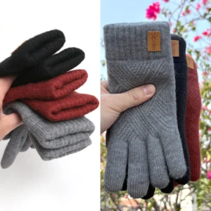 Women's Alpaca Knitted Mittens Warm Fleece Lined Knit Gloves with Touchscreen for Girls Winter Gifts Thick Warm Outdoor Gloves