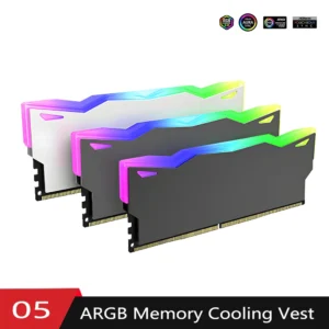 DDR Memory Cooler 5V-3PIN ARGB Memory Cooler, Aluminium Alloy with Thermal Silicone Pad for DDR5 DDR4 DDR3 DDR2 Desktop Compute