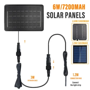 Solar Panel Box Controller 24V Waterproof with 8 Flash Modes Cable 2 Pin Male to Female Connector LED String Light Outdoor Decor