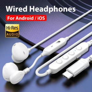 USB Type C Wired Headphones HiFi Stereoscopic Sound Headset For Samsung Galaxy iPhone 17 Xiaomi Huawei With Microphone Earphones