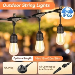 Outdoor String Light 10M 15M 20M 30M String Lamp Replaceable E27 Bulb for Birthday Party Christmas Family Atmosphere Decor 220V