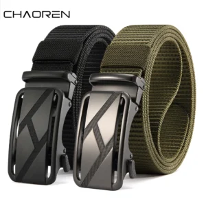 New Golf Sports Elastic Belt Tactical Belt Metal Automatic Buckle Tough Stretch Nylon Men Military Belt
