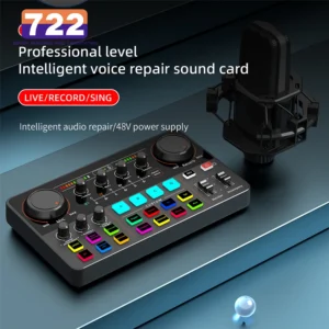 12 Electronic Tone Sound Card Audio 48V Power Supply for Live Streaming Recording Interface Podcast Studio For Youtube PCPhone