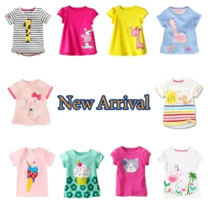 Summer Kids Girl T Shirt Spring Baby Cotton Tops Toddler Tees Clothes Children Clothing Cartoon T-shirts Short Sleeve 2-9Y