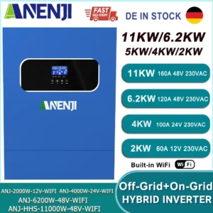 11KW 6.2KW 5KW 4KW 2KW Hybrid Solar Inverter 48V 24V With 60A 100A 160A MPPT Charge Controller 220V with WIFI Support BMS