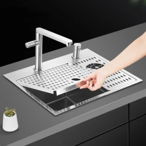 Brushed Small Size Hidden Kitchen sink Single bowl Bar Stainless Steel Balcony Concealed With cup washer