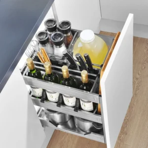 Iron Kitchen Cabinet Storage Sliding Drawer Organizer Household Freestanding Narrow Drawers Stainless Steel Spices Container