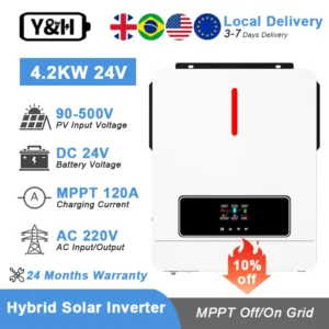 Y&H 4.2KW Hybrid Solar Inverter 24VDC 220VAC Off Grid On Grid 120A MPPT Solar Charge Dual Output Pure Sine Wave Inverter