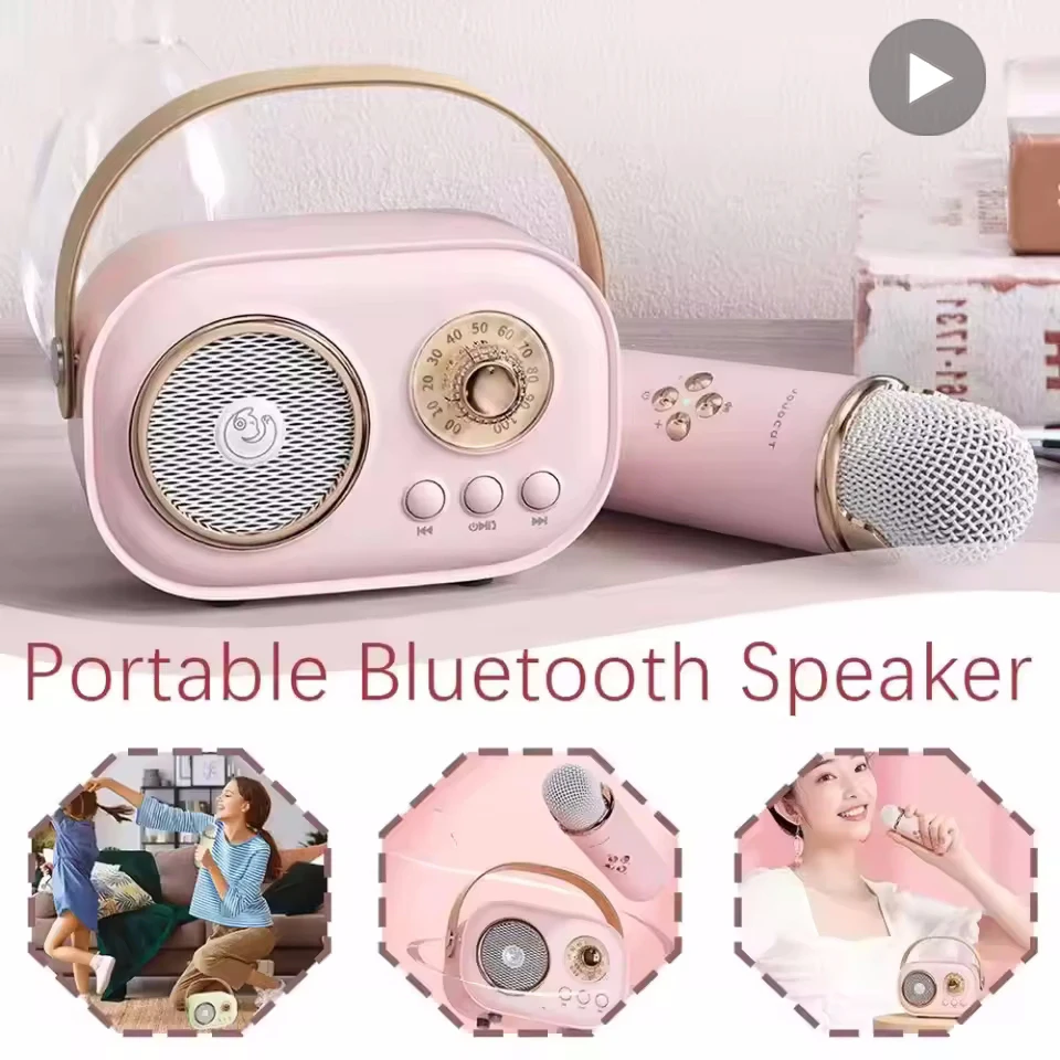 Karaoke Portable Wireless Bluetooth Speaker With Microphone Machine Radio FM Caixa De Som Mini Sound Box Music Small Column Mp3