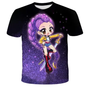 KPop Demon Hunters Tiger Girls Boys T Shirt K-Pop Demon Hunters Children's Clothing T-shirts Cute Cartoon Print Tee Tops