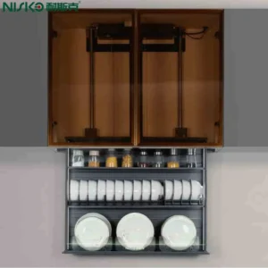 Kitchen Cabinet Basket Space Savings Pull Down Elevator Dish Rack Storage Bowl Rack Electric Down And Up Touch And Voice Control