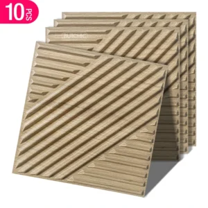 10pcs 30x30cm faux wood 3D groove textured wall panels for interior wall decoration, oak decorative wall strips 3D wall sticker
