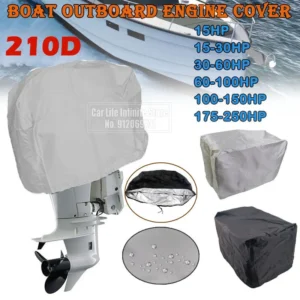 15-250HP 210D Oxford Waterproof Yacht Half Outboard Motor Engine Boat Cover Anti UV Dustproof Cover Marine Engine Protector