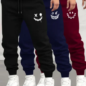 Autumn/Winter Men's Sweatpants Monster Smile Printed Lace-up Sweatpants Men Casual Pants for Daily Wear with Jogging Pants S-3XL