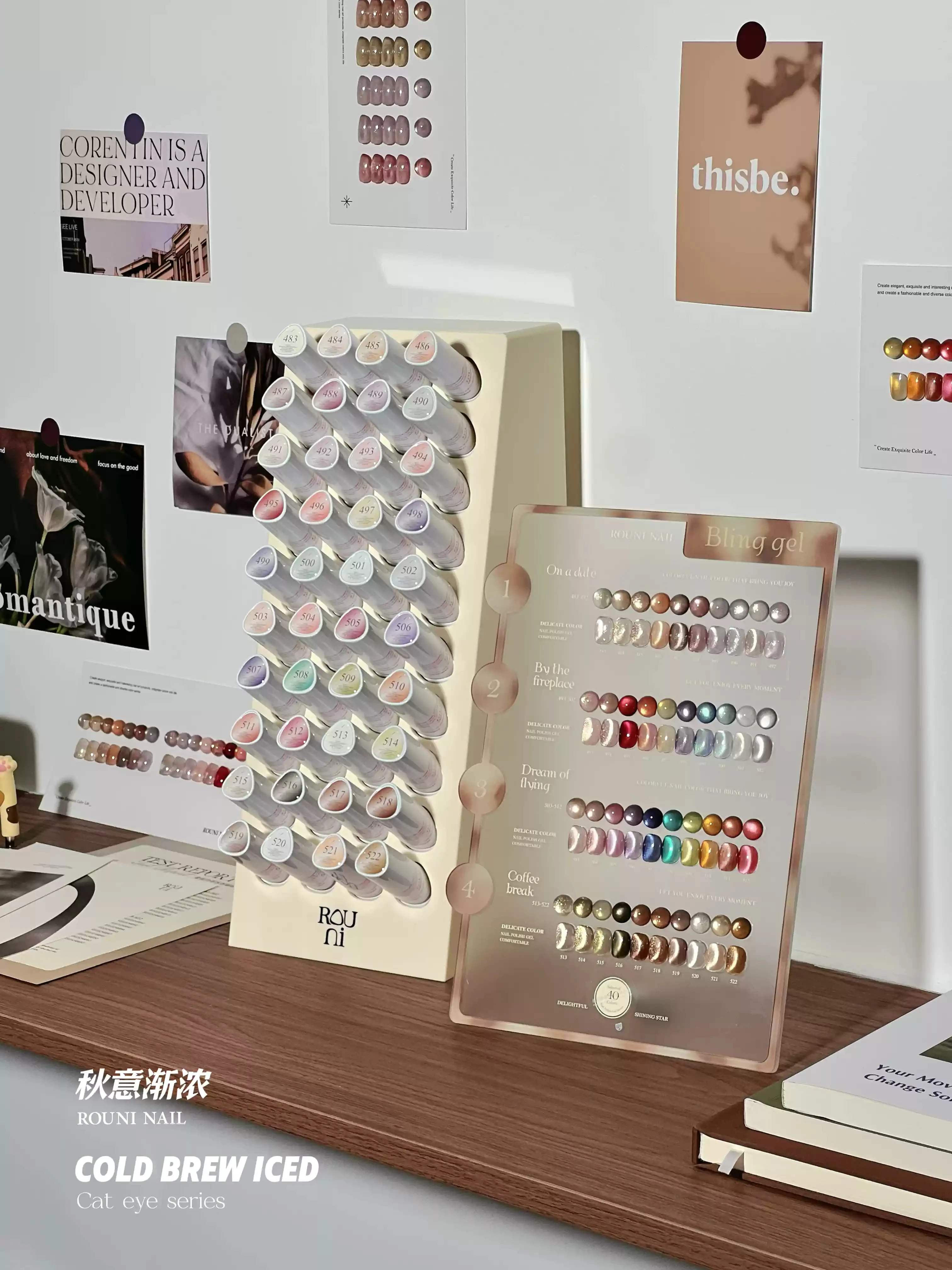 ROUNI 2025 New 40 Colors Moonlight Cat Eye Nail Gel Set Hot Sale Magnetic Long Lasting Nail Art Uv Gel for Nail Salon Wholesale