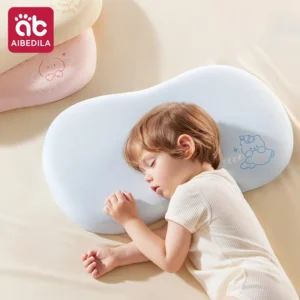 AIBEDILA Ergonomic Baby Cloud Pillow Breathable Slow Rebound Sectional Spine Support Toddler Bed Pillow for Kids 1-3Y