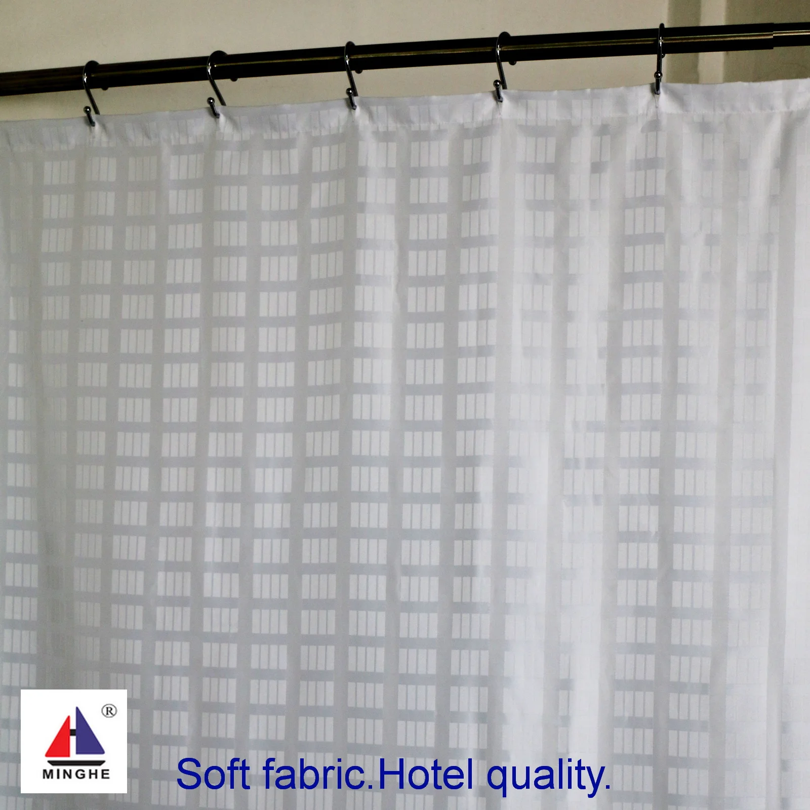 Minghe Cloth Shower Curtain,Hotel Quality Fabric Shower Curtain,Water-repellent Bathroom Shower Curtain Weighted