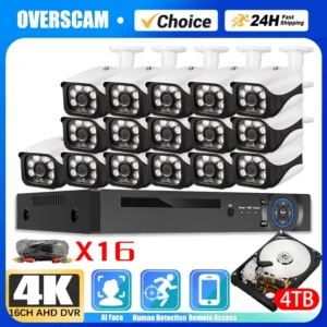Analog CCTV Security Camera System Set 16CH 4K DVR Kit Night Vision AHD Camera Video Surveillance System Kit 8CH Face Detection