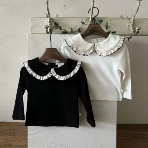 T2547 Spring Autumn Korean Style Children's Clothing Baby Toddler Kids Long Sleeve Collar T-Shirt Versatile Base Layer Top