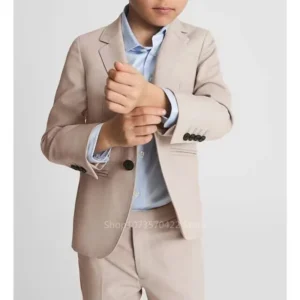 New Popular Boys Suit For School Activities Formal Classic Kids 2 Pieces Notch Lapel Blazer Pants Wedding Ring Bearer Set