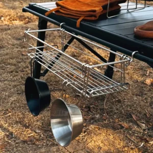 Outdoor Aluminum Table Side Storage Rack Hanging Mesh IGT Table Expansion Bracket Folding Table Extension Basket Folding Rack