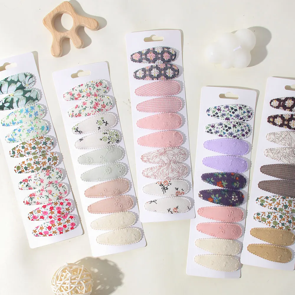 10pcs/set Small Floral Cotton Girl Hair Clip Cute Fresh BB Clip handmade Barrettes Children Gif Daily Wear Baby Hair Accessories