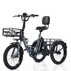 20 Inch Folding Electric Bicycle For Adults Electric Tricycle Cargo Bike 3 Wheels Adult For The Elderly With Rear Basket