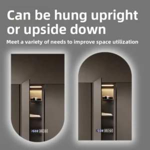 15.5 * 27.5 Inch Arch U-shaped Smart Bathroom Mirror LED Light Back Luminous Washstand Makeup Mirror Wall Hanging Vanity