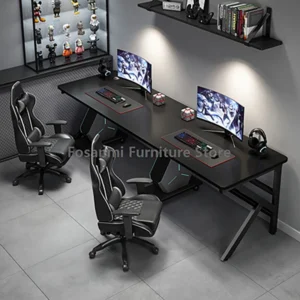 Large 2-Person Gamer PC Desk with K-Shaped Leg Modern Office Double Computer Desks Spacious Home Study Gaming Long Table for Two