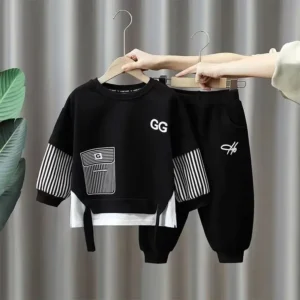 Fashionable Fish Scale Set Spring Autumn Children's Clothes Handsome Baby Boy Outfit Trendy Parent-Child Matching Apparel